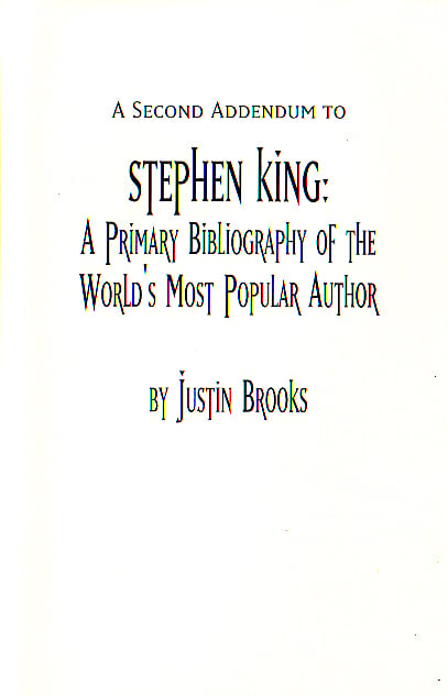 Stephen King Bibliography Update #2